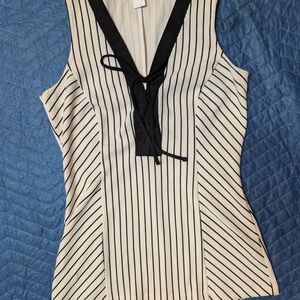 VENUS Black and White Striped Top